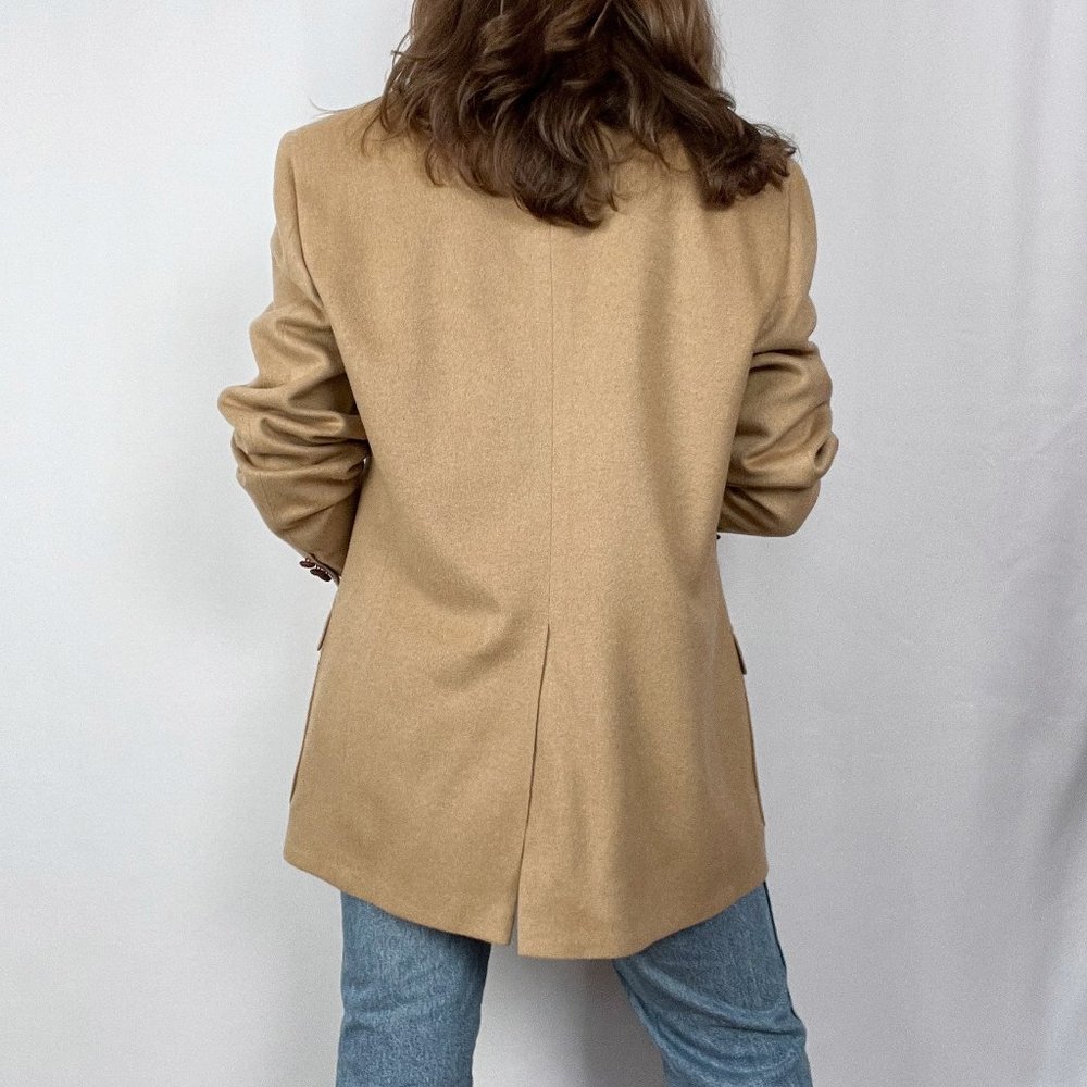 Vintage 100% Camel Hair Union Made Oversized Long Blazer Jacket Coat Preppy USA - Picture 4 of 11